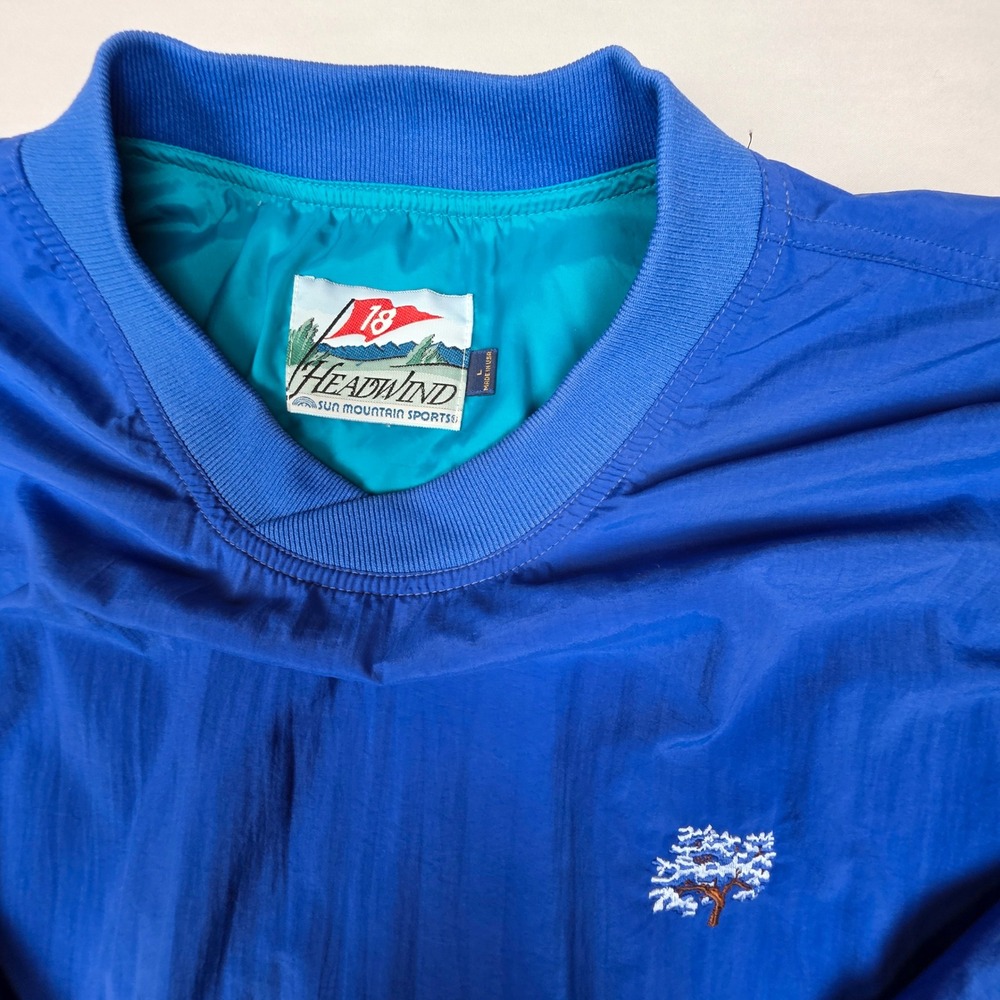 VTG Headwind Sun Mountain Sports Mens L Pullover Blue Golf V-Neck Windbreaker